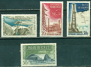 Франция, 1959, Архитектура, Верблюды, 4 марки Франция, 1959, Архитектура, Верблюды, 4 марки